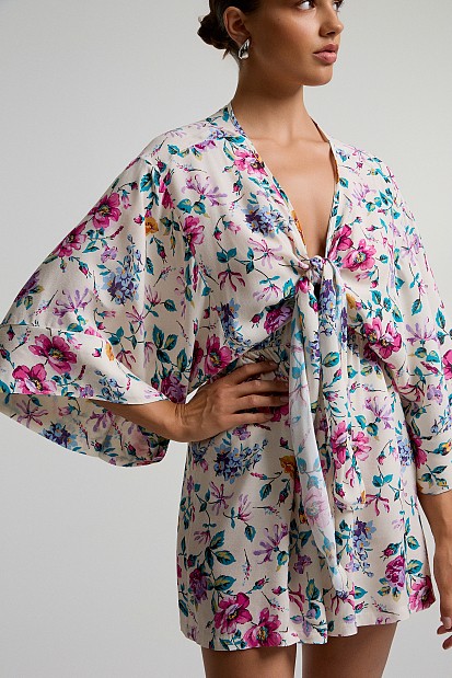 Floral playsuit with front tie knot