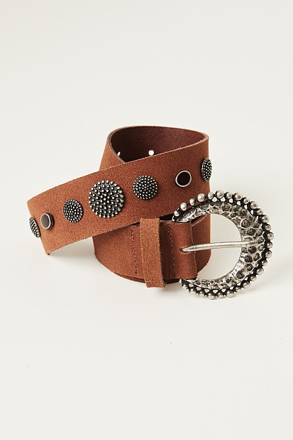 Leather belt with decorative details