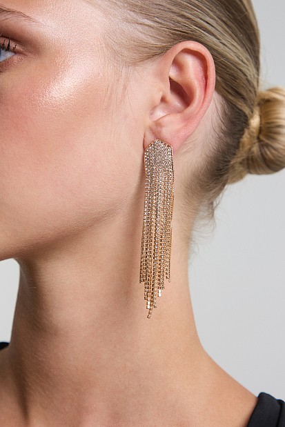Hanging earrings with rhinestones