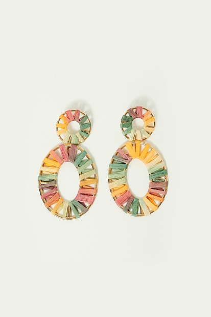 Colorful earrings with double hoop