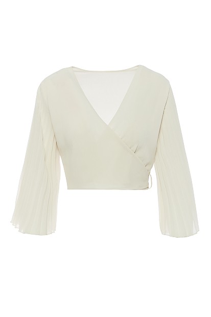 Crop top with pleated sleeves - Gold Label