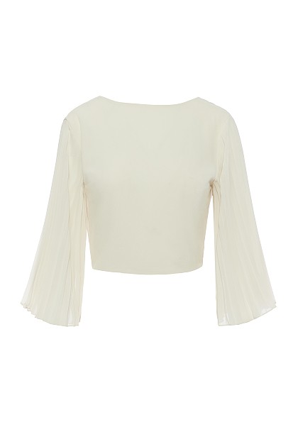 Crop top with pleated sleeves - Gold Label