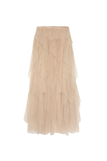 Midi skirt with tulle and ruffles