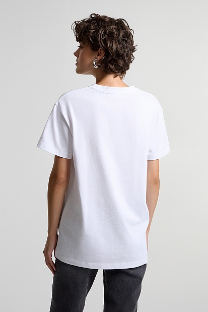 Oversized t-shirt με τύπωμα και στρας