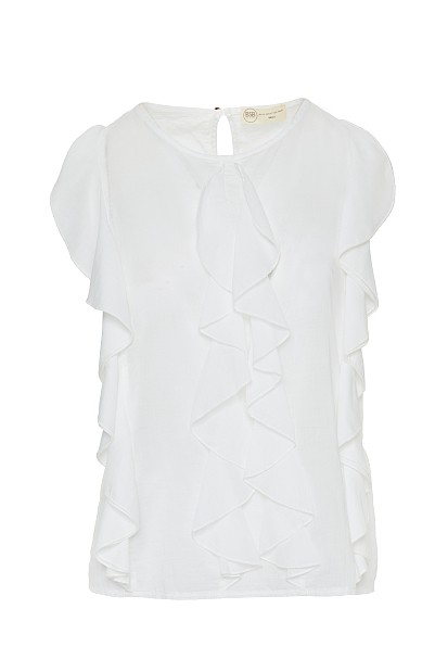Sleeveless blouse with ruffles