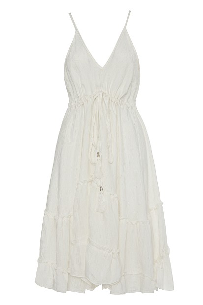 Mini dress with ruffles and open back