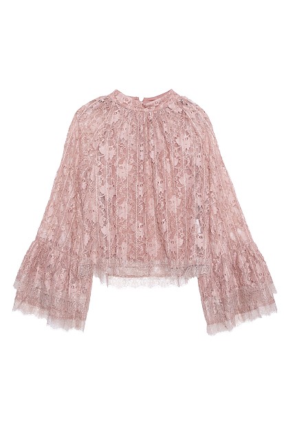 Δαντελωτή μπλούζα με φαρδιά μανίκια