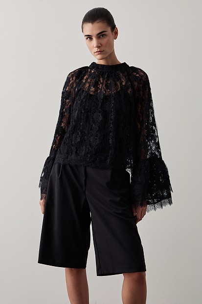 Lace blouse with wide sleeves
