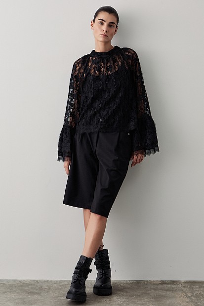 Lace blouse with wide sleeves