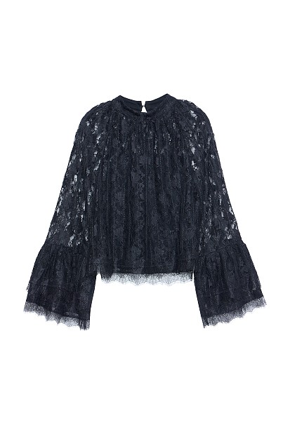 Lace blouse with wide sleeves