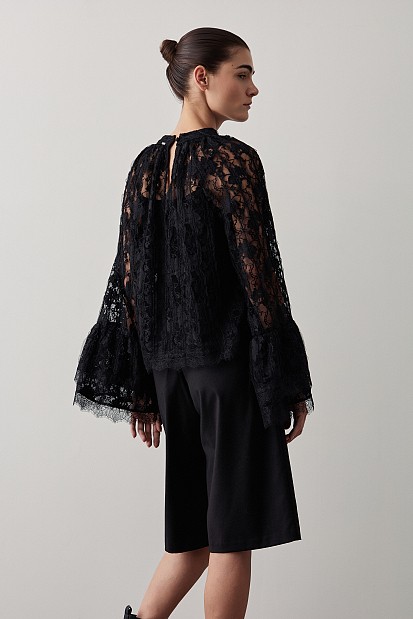 Lace blouse with wide sleeves