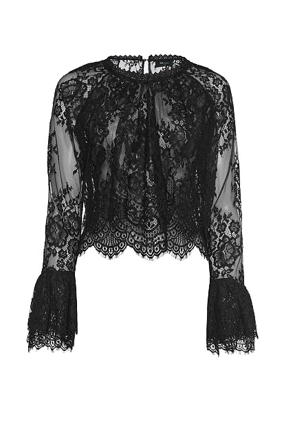 Μπλούζα με δαντέλα και βολάν