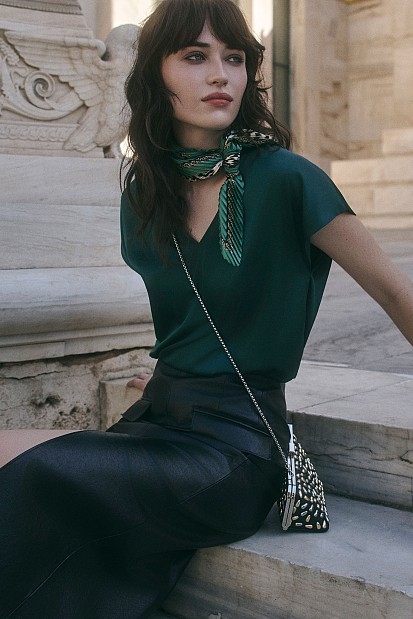 Satin V-neck top