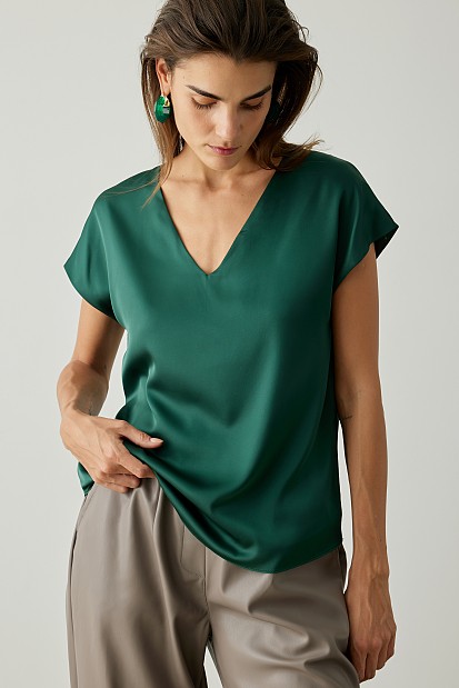 Satin V-neck top