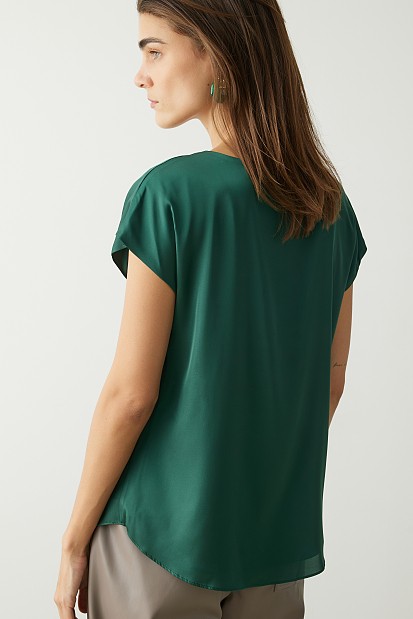 Satin V-neck top