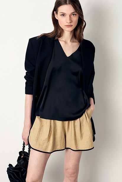Satin V-neck top