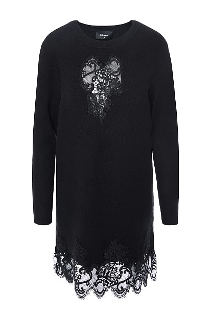 Mini knitted dress with lace