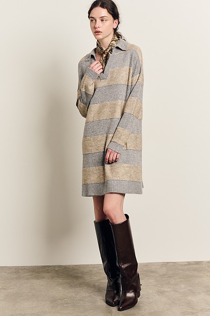 Mini striped knitted dress