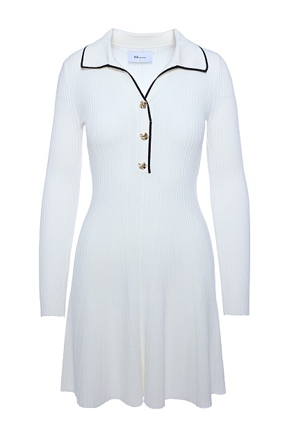 Mini rib dress with collar
