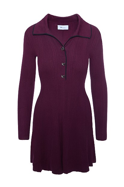 Mini rib dress with collar