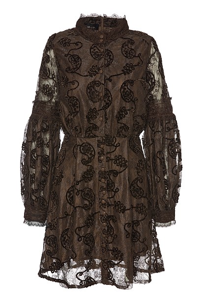 Mini embroidered dress with long sleeves