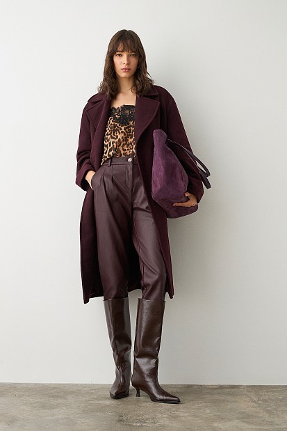 Leather look trousers with pleats