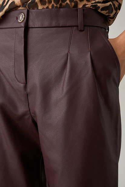 Leather look trousers with pleats