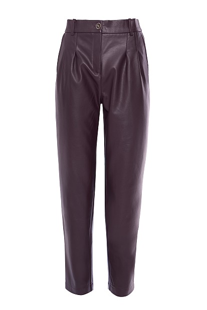 Leather look trousers with pleats