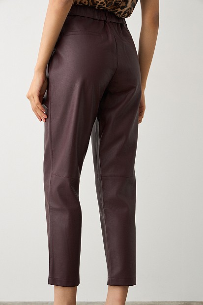 Leather look trousers with pleats