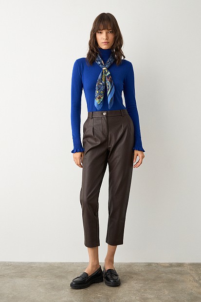 Leather look trousers with pleats