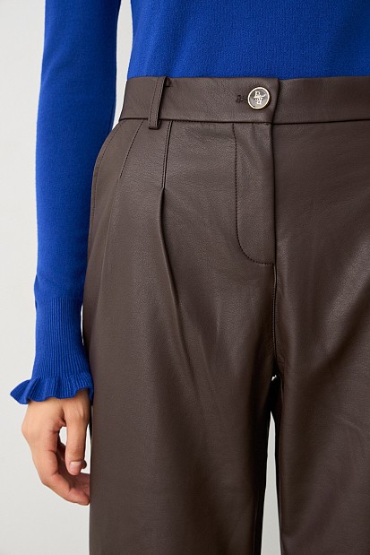 Leather look trousers with pleats