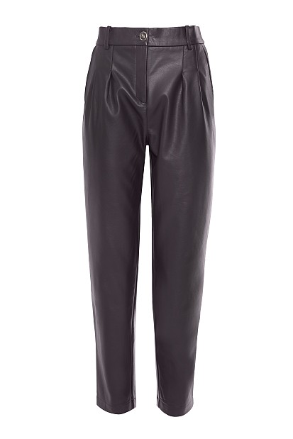 Leather look trousers with pleats