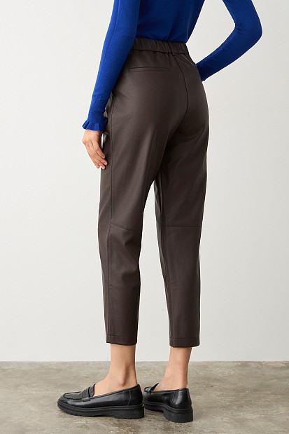 Leather look trousers with pleats