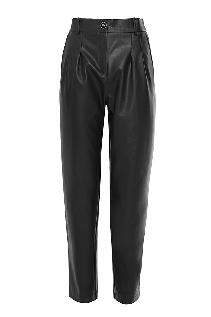 Leather look trousers with pleats