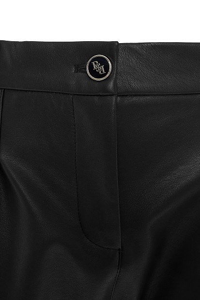 Leather look trousers with pleats