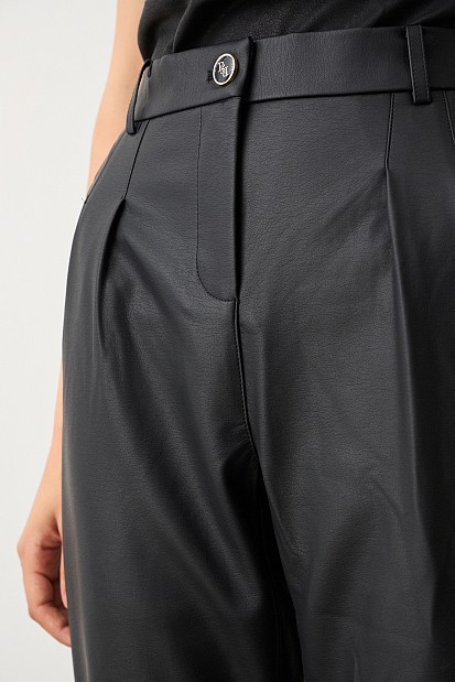 Leather look trousers with pleats