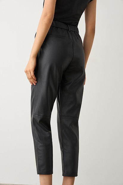Leather look trousers with pleats