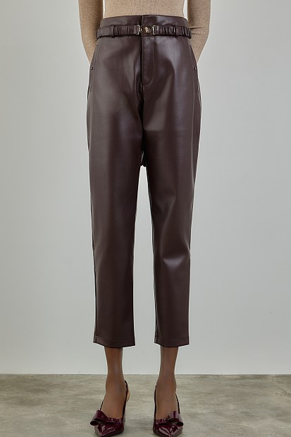 Leather look trousers with belt