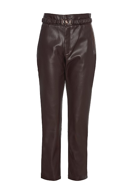 Leather look trousers with belt
