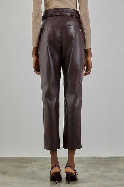 Leather look trousers with belt
