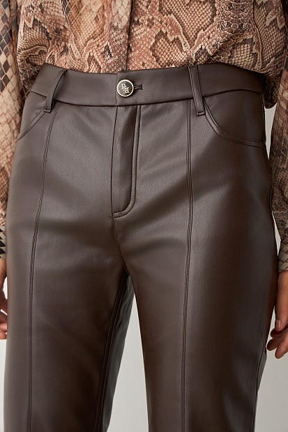 Leather look flare pants