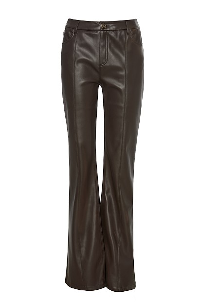 Leather look flare pants