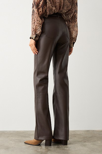 Leather look flare pants