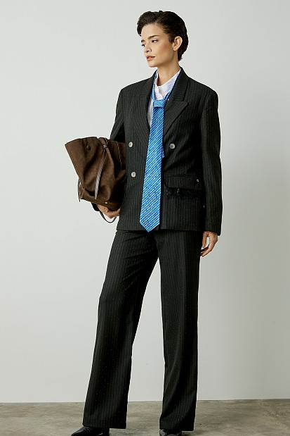 Striped trousers with rhinestones