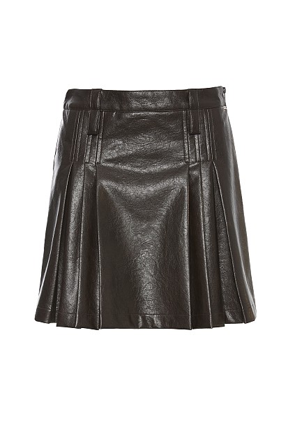 Μίνι δερματίνη φούστα με πιέτες