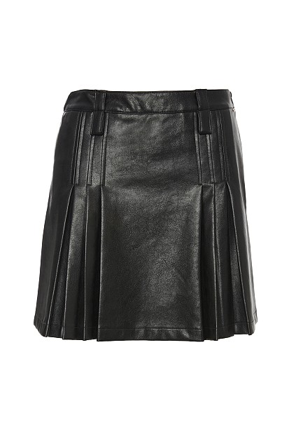 Μίνι δερματίνη φούστα με πιέτες