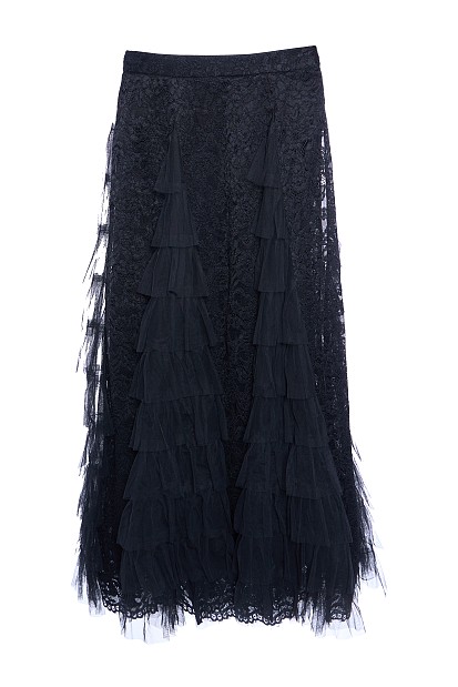 Maxi skirt with lace and tulle