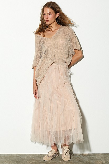 Midi skirt with tulle and ruffles