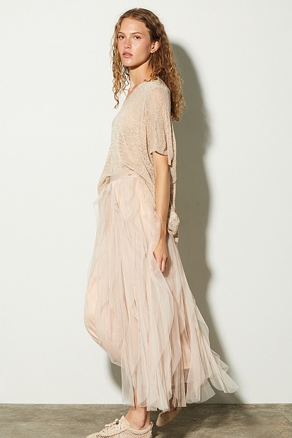 Μίντι φούστα με τούλι και βολάν