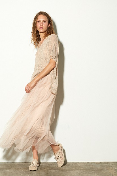 Μίντι φούστα με τούλι και βολάν